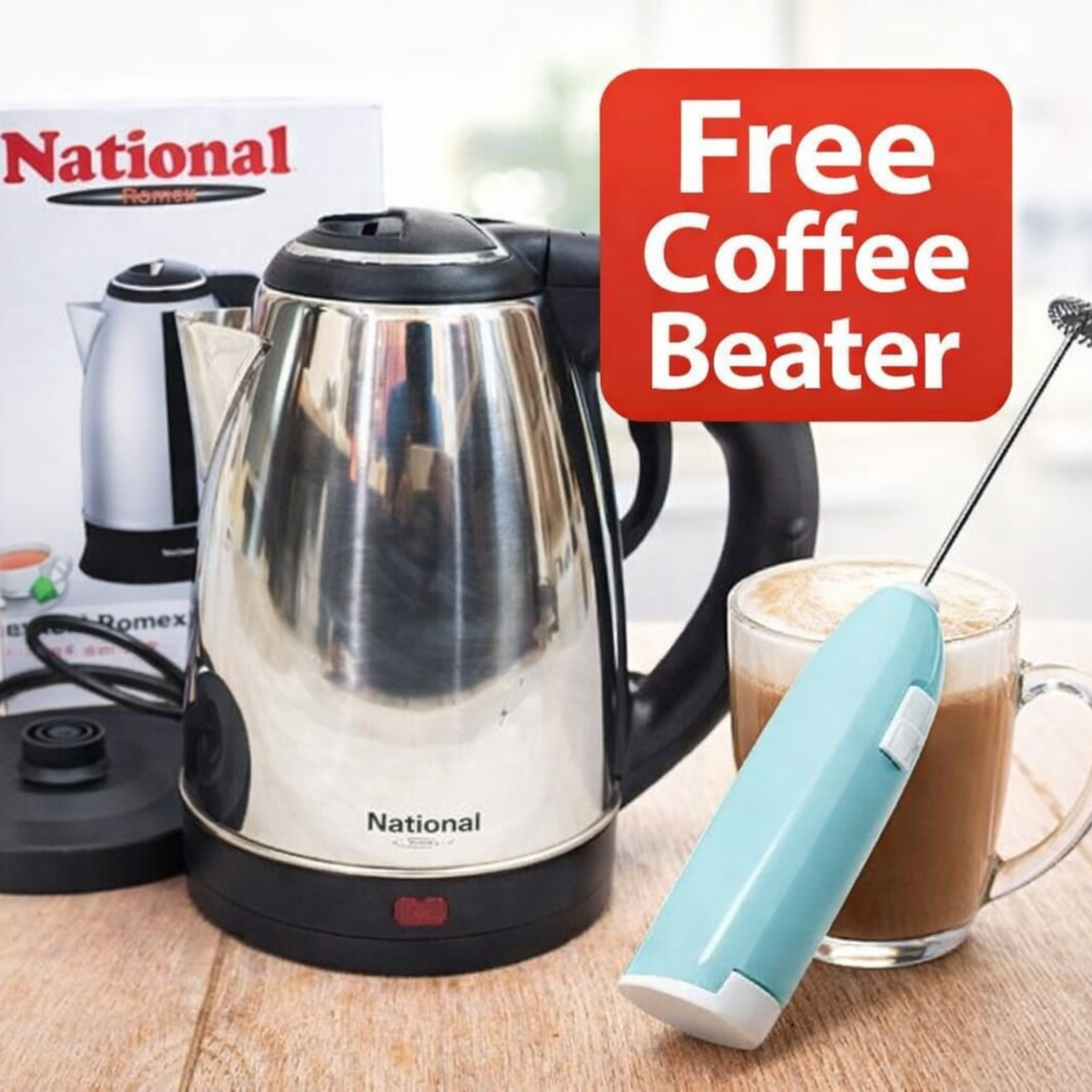Electric kettle with Free Coffee Beater ( Limited Offer )